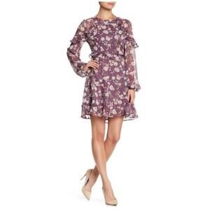 ASTR The Label Purple Floral Chiffon Summer Gorgeous Dress L NWT